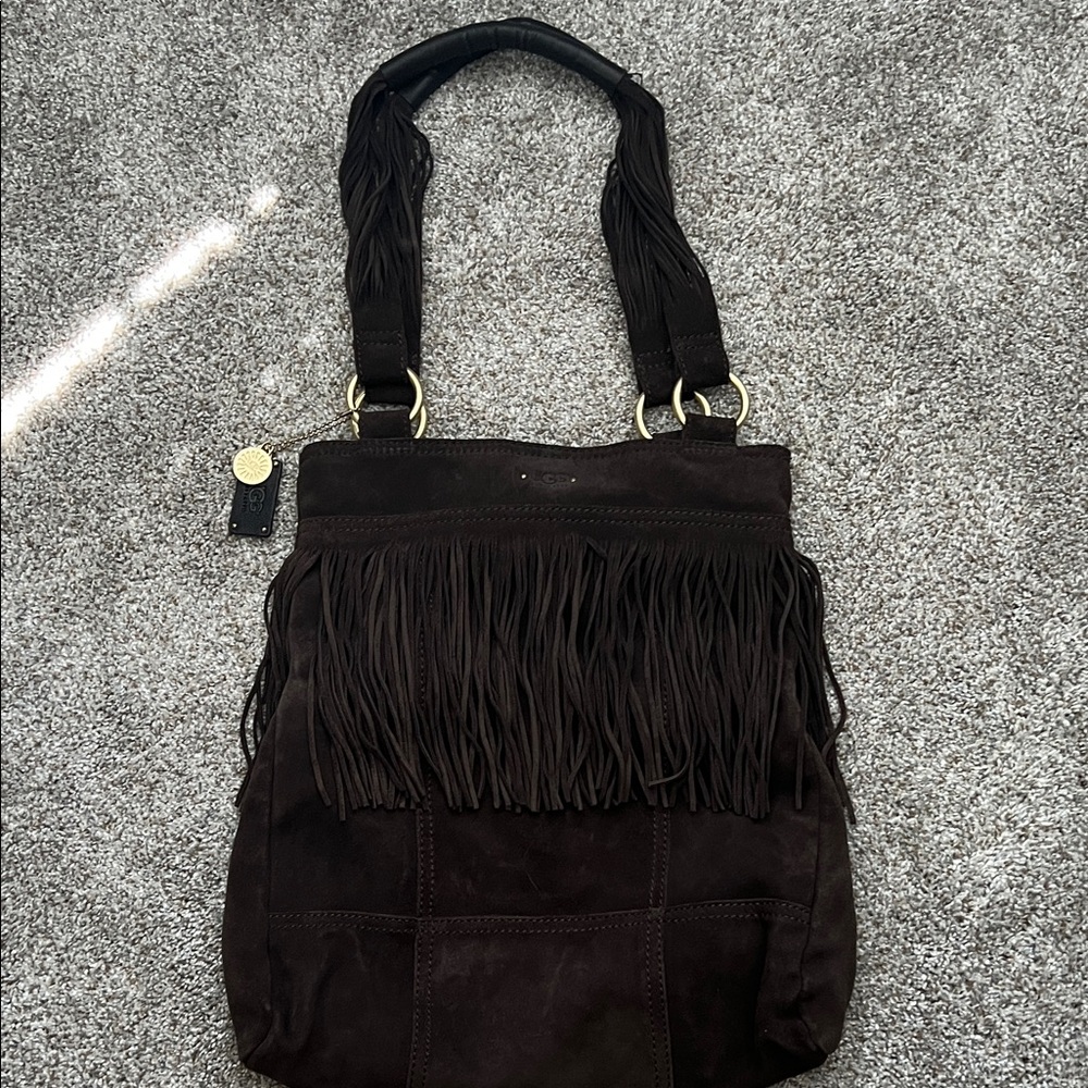 UGG Fringed Brown Suede Shoulder Bag